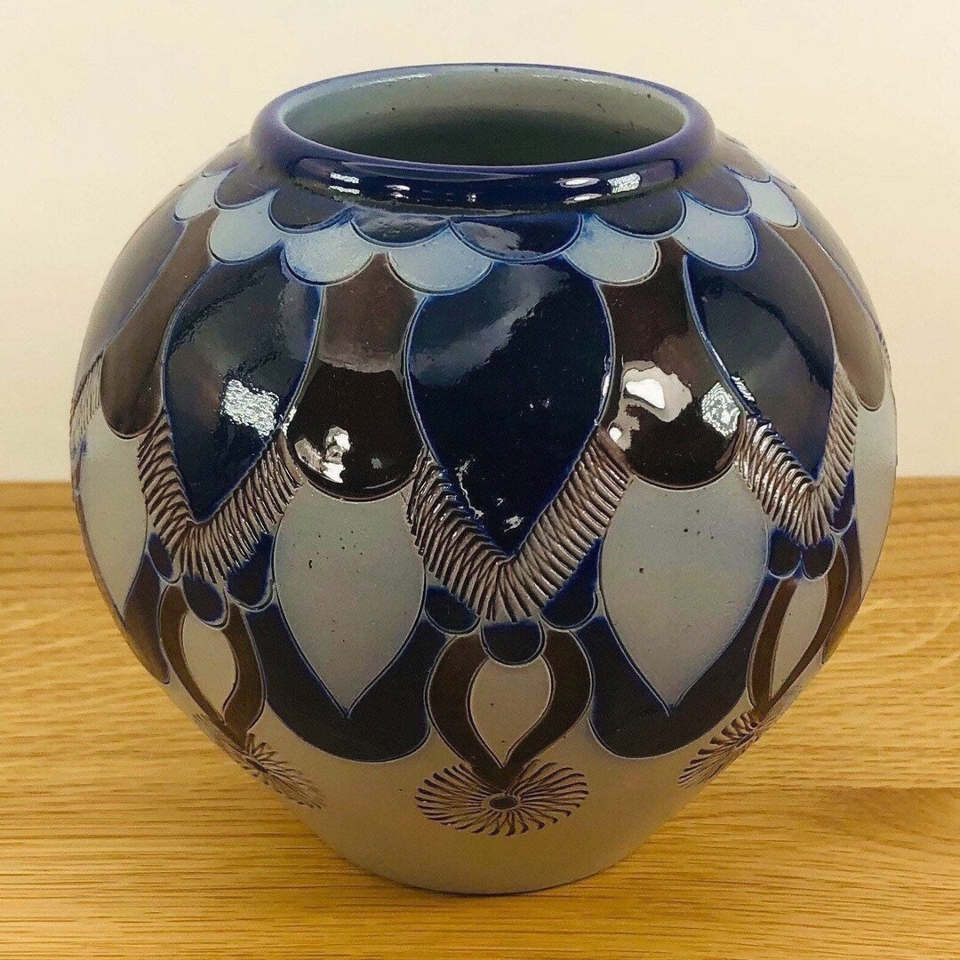 Girmscheid Keramik Vase Cobalt Blue & Brown Art Nouveu Home Decor