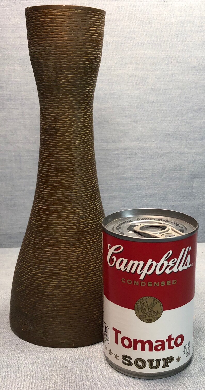 MCM Sarna Brass Vase Asymmetrical Hourglass Shape Mid Century Modern Housewares Made in India 1960\u2019s