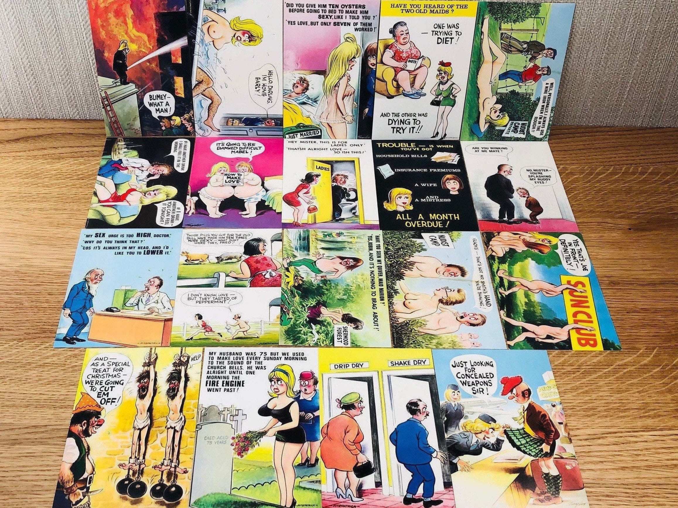 19 Bamforth Postcards Comic Mature Mid Century Modern Adult