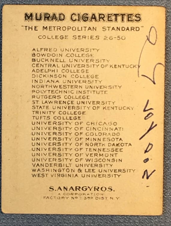 tufts tobacco 1910 Murad Tobacco Football Cards: Vintage Harvard Crimson and Tufts  University