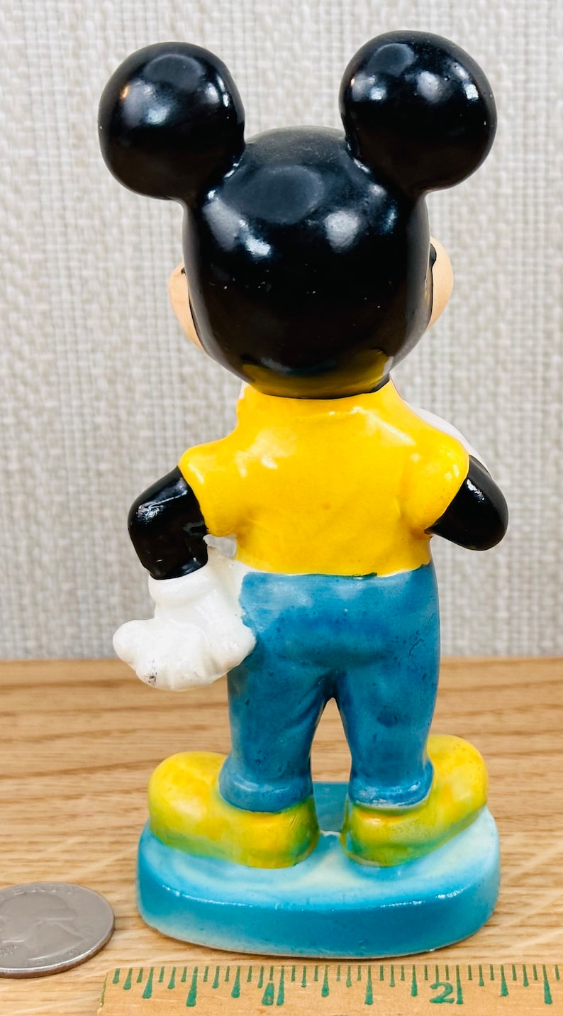 1960 Mickey Mouse Figure: Vintage Hand-Painted Wales Pottery Disney Collectible Made in Japan image 8