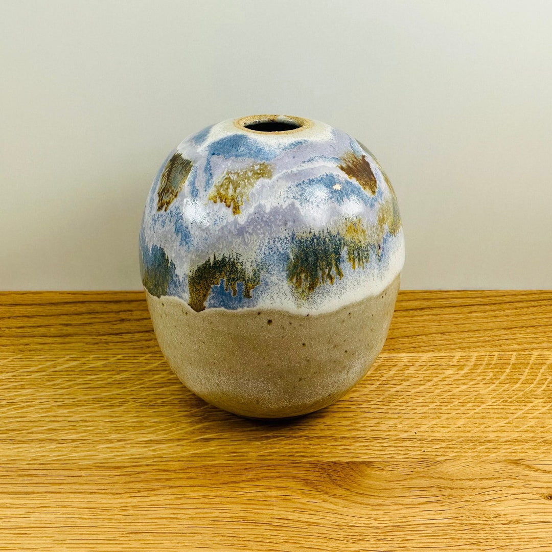Handmade Ceramic Vase: Vintage Light Purple and Blue Glazed Pottery ...