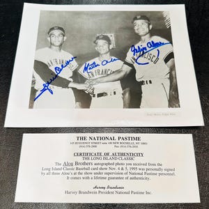 Autographs of the 3 Alou Brothers:  The National Pastime Authenticated  MLB History  San Francisco Giants Memorabilia  8x10 Photograph