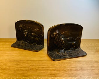 Pair of Lions Bookends:  Vintage  Cast Metal  Library or Home Office  1920s-1930s