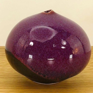 Karin Aggeler Art Pottery Bud Vase: Purple Drip-Glazed, Handmade