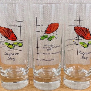 Planters Punch Tom Collins Hurricane Cocktail Glasses Set of 4