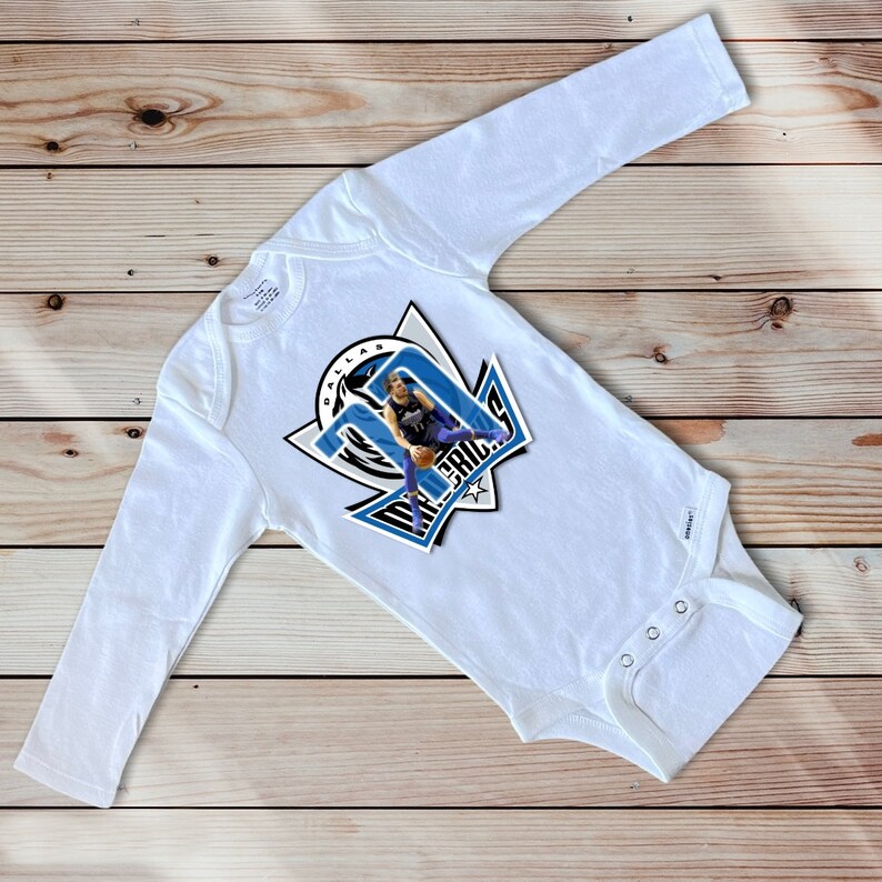 Luka Doncic Dallas Maverics Art Graphic in Gray Black or White Baby Onesie Ages 3-12 Months 100/% Cotton Soft Limited Quantity