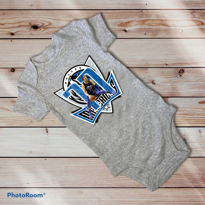 Luka Doncic Dallas Maverics Art Graphic in Gray Black or White Baby Onesie Ages 3-12 Months 100/% Cotton Soft Limited Quantity