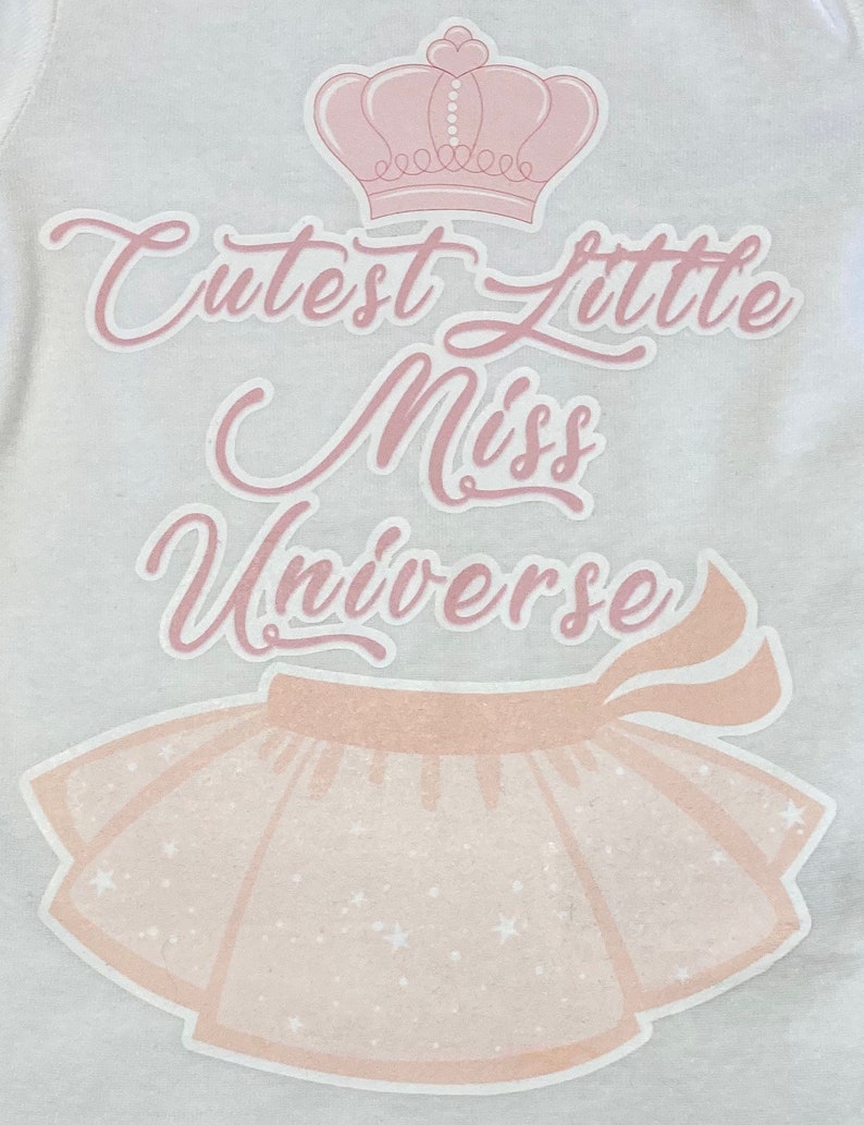 Baby Girl Cutest Little Miss Universe Graphic in White Baby Onesie Ages 3-12 Months 100/% Cotton Soft Limited Quantity