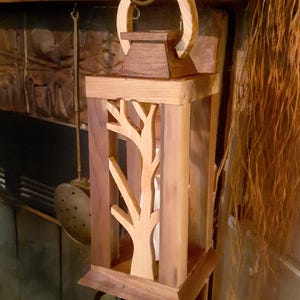 Wooden Decorative Candle Lantern with Electric Candle