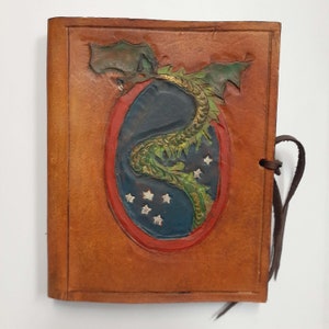 Dragon Journal Hand Bound Hand Tooled Leather