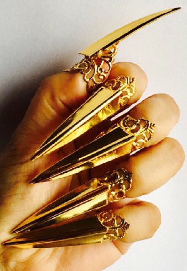 Steel Clawsclaw Ringsgolden Claw Ringsgold Nail Guards Etsy