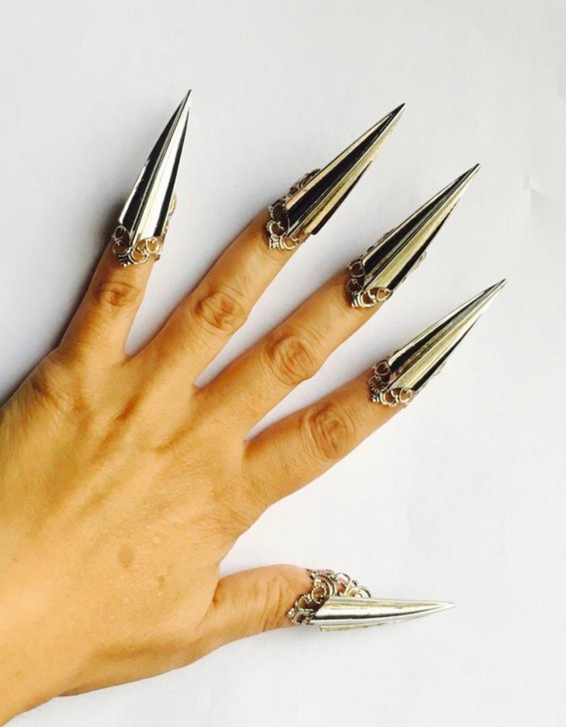 Witch Chained Claw Rings,golden Claws,nail Tips,nail Guards,nail