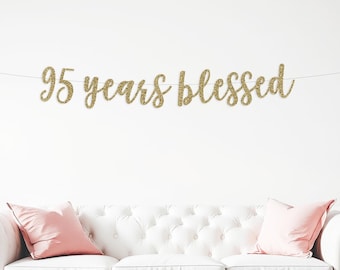 „95 Years Loved“ Banner – Goldglitzer, Für 95. Geburtstag Oder Hochzeitstag