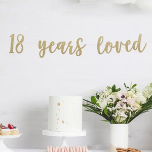 18 Years Loved Glitter Banner | 18th Birthday Party | Birthday Banner | Eighteen Banner | 18th Party Decorations | 18th Party Banner