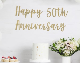 50th Anniversary Glitter Banner | 50 Years Blessed | Cheers To 50 Years | 50th Wedding Anniversary | Happy 50th Anniversary Banner l 50th