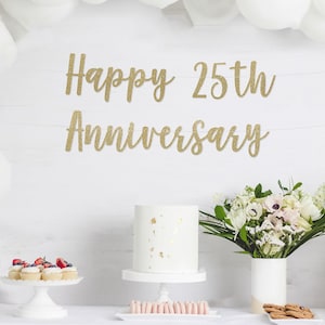 Bannière à paillettes du 25e anniversaire | 25 ans de bienheureux | Vive 25 ans | 25e anniversaire de mariage | Bonne bannière du 25e anniversaire l 25e anniversaire
