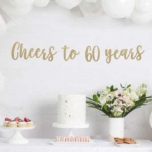 Cheers to 60 Years Banner, 60th Birthday Party, 60th Anniversary, 60th Birthday Sign, 60th Birthday Decor, Glitter Banner, 60th Party Banner imagen 1