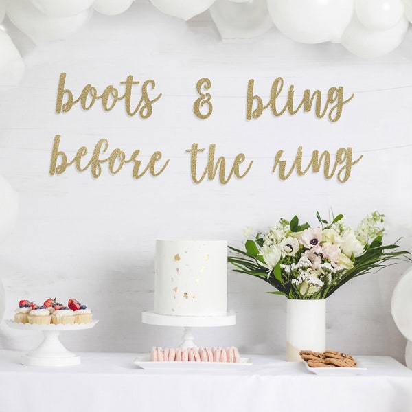 boots & bling before the ring banner l Bridal Shower Banner | Bachelorette Party | Brunch Party Banner | Bridal Shower | Brunch Glitter