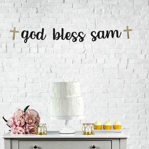 God Bless Banner, Christening Banner, Baptism Banner, Custom Baptism Banner, First Communion Banner, Personalized Baptism Banner Garland