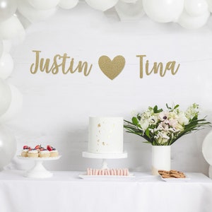 Custom Wedding Banner, Engagement Banner, Engagement Photo Props, Photo Booth Banner, Engagement Party Decor, Custom Glitter Banner, Name