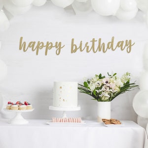 Happy Birthday Banner, Happy Birthday Sign, Party Banner, Cursive Banner, Script Banner, Happy Birthday Party Decor, Happy B-day Banner image 1