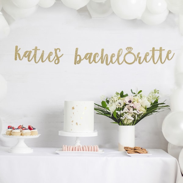 bachelorette Banner, bachelorette Photo Props, Photo Booth Banner, Engagement Party Decor, Custom Glitter Banner, Name bachelorette