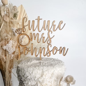 Custom cake topper, future mrs cake topper, bridal shower, miss to mrs , bachelorette decor, bride to be sign, wedding party decor, cake