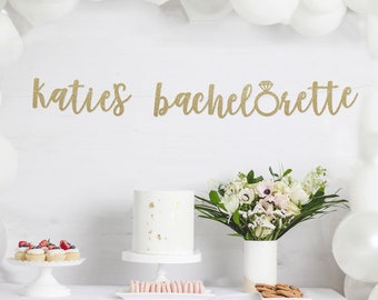 bachelorette Banner, bachelorette Photo Props, Photo Booth Banner, Engagement Party Decor, Custom Glitter Banner, Name bachelorette