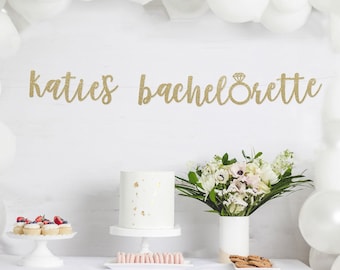 bachelorette Banner, bachelorette Photo Props, Photo Booth Banner, Engagement Party Decor, Custom Glitter Banner, Name bachelorette