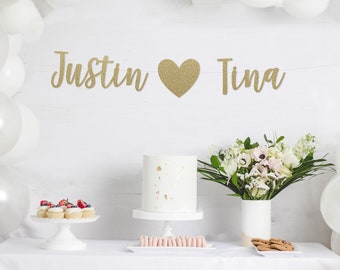Custom Wedding Banner, Engagement Banner, Engagement Photo Props, Photo Booth Banner, Engagement Party Decor, Custom Glitter Banner, Name