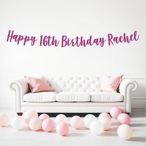 Custom Sweet 16 banner, 16th birthday banner, 16th birthday decorations, 16th party, birthday decorations, Personalized name, sweet sixteen