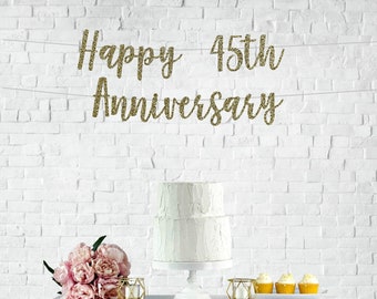 45th Anniversary Glitter Banner | 45 Years Blessed | Cheers To 45 Years | 45th Wedding Anniversary | Happy 45th Anniversary Banner l 45th