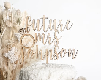 Custom cake topper, future mrs cake topper, bridal shower, miss to mrs , bachelorette decor, bride to be sign, wedding party decor, cake
