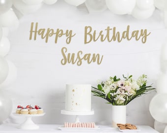 HAPPY BIRTHDAY BANNER, 2 lines custom happy birthday, happy birthday name banner, custom birthday banner, custom birthday sign, Glitter name