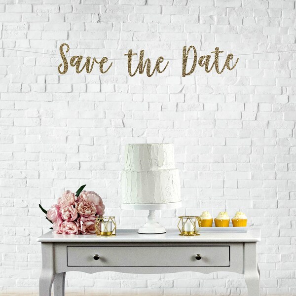 Save the Date Banner, Save the Date Cursive Banner, Save The Date Photo Shoot Prop, Save the Date Engagement Pictures, Save the Date Sign