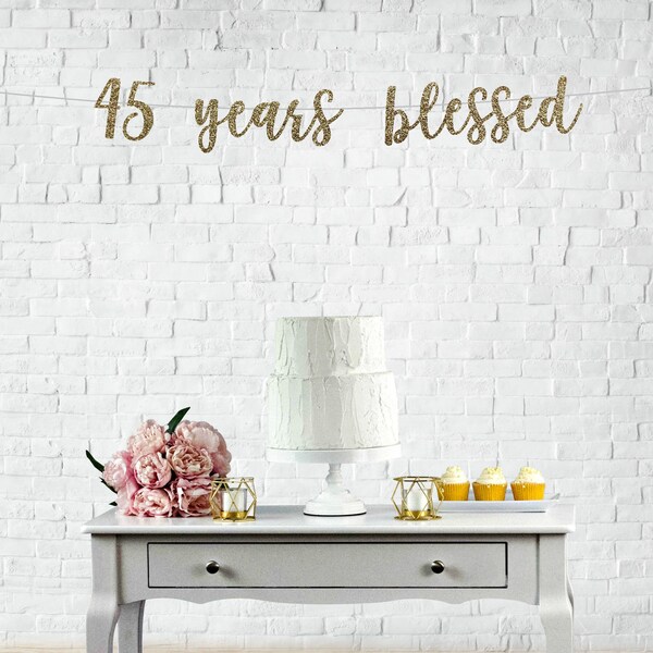 thumbnail image 2 of Personalised 45th Anniversary Sapphire Banner & Bunting – Wedding/Party Decoration – UK Made 2 of 6