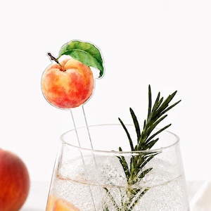 Custom Peach Stir Sticks, Acrylic Cocktail Drink Stirrers, Baby Shower Party Decor