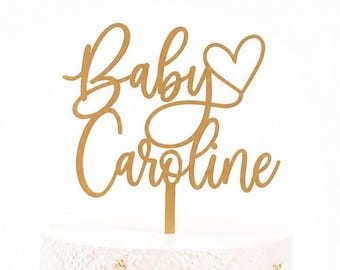 Personalized Wooden Baby Shower Cake Topper, Custom Name Cake Topper, Baby Shower Cake Decoration, Gender Neutral Baby Shower Decor