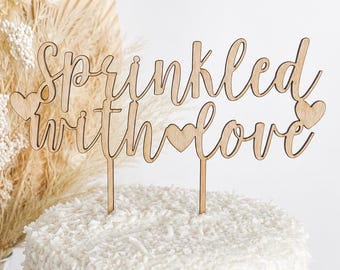 sprinkled with love cake topper, baby shower topper, its a girl topper, baby name topper Baby Sprinkle, Baby Shower, Baby Sprinkle Sign cake
