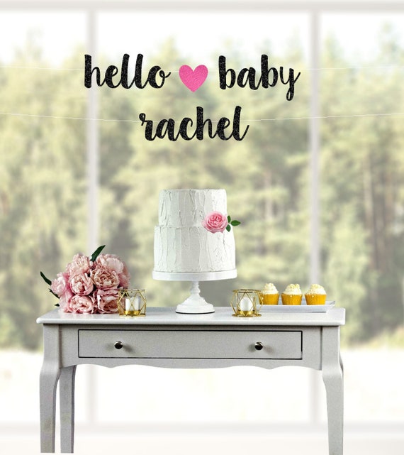 Baby Name Banner Hello Baby Custom Banner Baby Shower Etsy