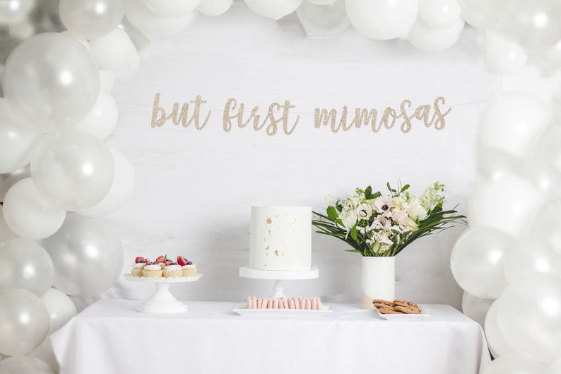 but first mimosas banner, bachelorette banner. bridal shower banner, bridal shower brunch, bubble bar, mimosa bar, pop fizz clink banner image 3