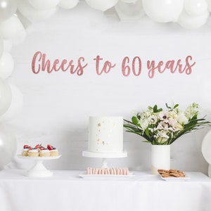 Cheers to 60 Years Banner, 60th Birthday Party, 60th Anniversary, 60th Birthday Sign, 60th Birthday Decor, Glitter Banner, 60th Party Banner image 3