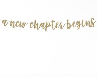 Elicola 'The Beginning Of A New Chapter' Banner – Glitzer-Wimpelkette Für Partys, Blau-gold, Zum Aufhängen