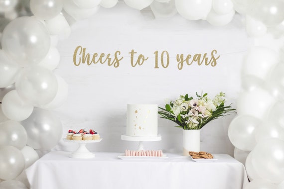 Vive 10 ans 10e anniversaire de mariage Décoration de fête danniversaire  10ème Bannière du Parti l 10 ans aimé l 10 ans béni l 10ème parti -   France