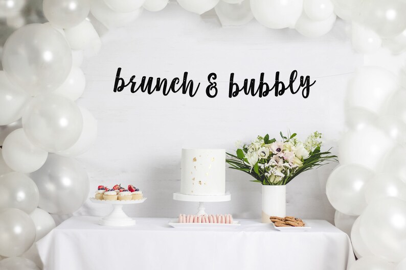 brunch & bubbly banner l Bridal Shower Banner Bachelorette Party Brunch Party Banner Bridal Shower Brunch Glitter Banner image 5