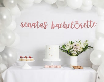 bachelorette Banner, bachelorette Photo Props, Photo Booth Banner, Engagement Party Decor, Custom Glitter Banner, Name bachelorette