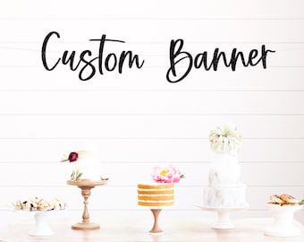 Custom Cursive Gold Glitter Name Banner, Personalized Script Sign, Custom Birthday, Custom Garland, Gold Glitter Party Decor Sign, Your Text