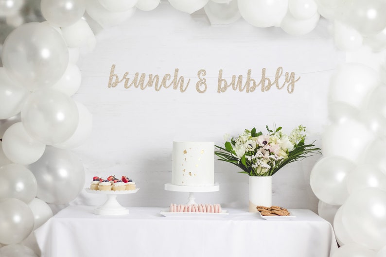 brunch & bubbly banner l Bridal Shower Banner Bachelorette Party Brunch Party Banner Bridal Shower Brunch Glitter Banner image 4