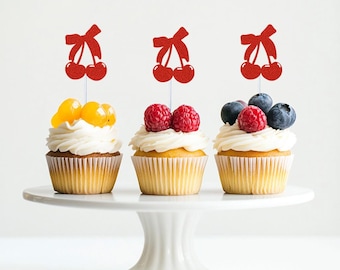 She's The Cherry On Top Cupcake Toppers, Cherry Themed Decor, cherry party decor, 1st birthday bridal shower birthday cherry theme love day